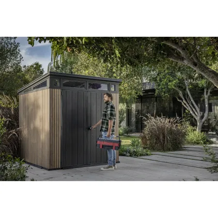 Keter Pent Casetta da Giardino 2x2 Resina Effetto Legno Doghe Veneziane