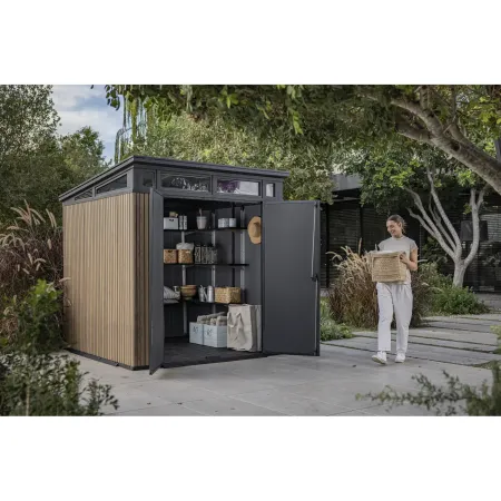 Keter Pent Casetta da Giardino 2x2 Resina Effetto Legno Doghe Veneziane