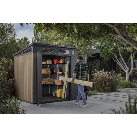 Keter Pent Casetta da Giardino 2x2 Resina Effetto Legno Doghe Veneziane