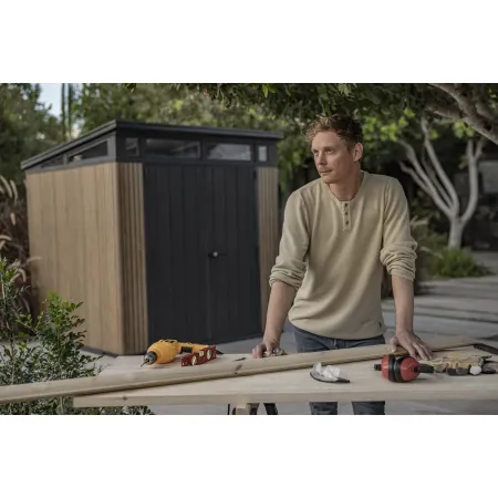 Keter Pent Casetta da Giardino 2x2 Resina Effetto Legno Doghe Veneziane