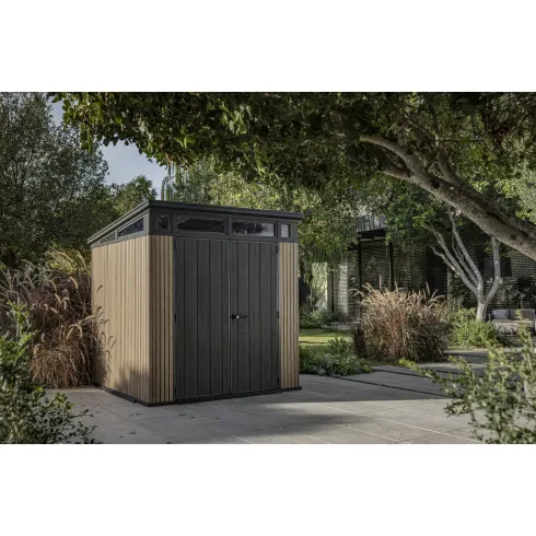 Keter Pent Casetta da Giardino 2x2 Resina Effetto Legno Doghe Veneziane