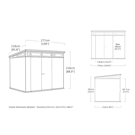 Keter Pent Casetta da Giardino 277x218 Resina Effetto Legno Finestre