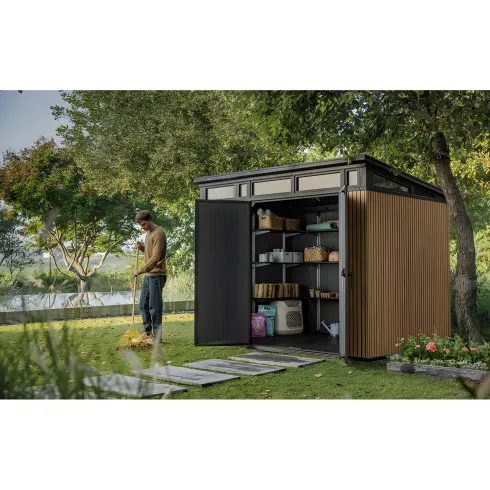 Keter Pent Casetta da Giardino 277x218 Resina Effetto Legno Finestre