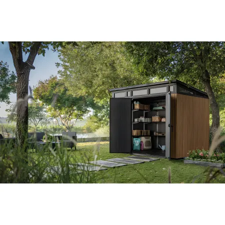 Keter Pent Casetta da Giardino 277x218 Resina Effetto Legno Finestre