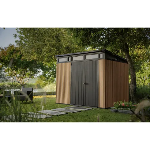 Keter Pent Casetta da Giardino 277x218 Resina Effetto Legno Finestre