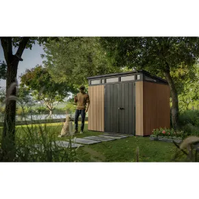 Keter Pent Casetta da Giardino 277x218 Resina Effetto Legno Finestre 2