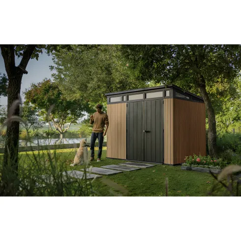 Keter Pent Casetta da Giardino 277x218 Resina Effetto Legno Finestre