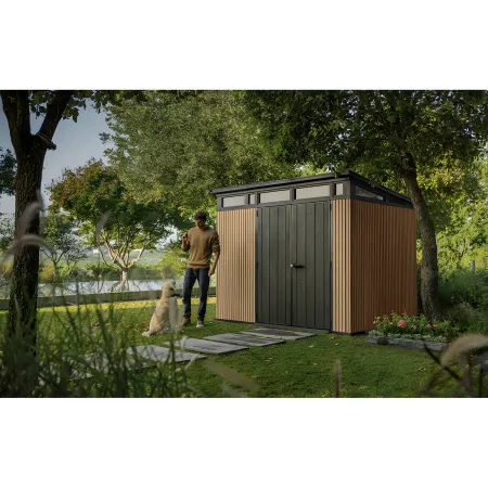 Keter Pent Casetta da Giardino 277x218 Resina Effetto Legno Finestre