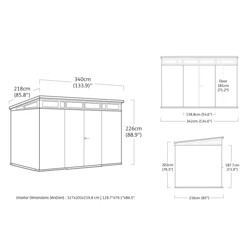 Keter Pent Casetta da Giardino 340x218 Resina Effetto Legno Doppia Porta