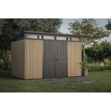 Keter Pent Casetta da Giardino 340x218 Resina Effetto Legno Doppia Porta