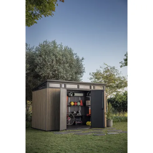 Keter Pent Casetta da Giardino 340x218 Resina Effetto Legno Doppia Porta