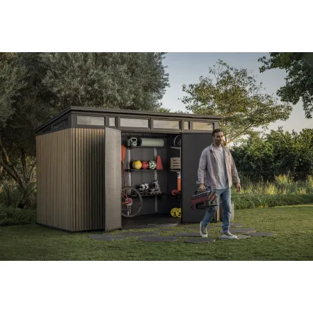 Keter Pent Casetta da Giardino 340x218 Resina Effetto Legno Doppia Porta