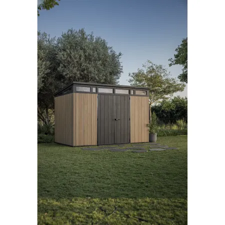 Keter Pent Casetta da Giardino 340x218 Resina Effetto Legno Doppia Porta
