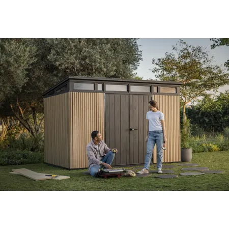 Keter Pent Casetta da Giardino 340x218 Resina Effetto Legno Doppia Porta