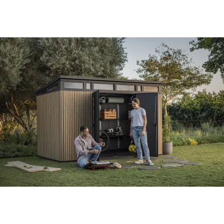 Keter Pent Casetta da Giardino 340x218 Resina Effetto Legno Doppia Porta