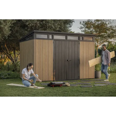 Keter Pent Casetta da Giardino 340x218 Resina Effetto Legno Doppia Porta