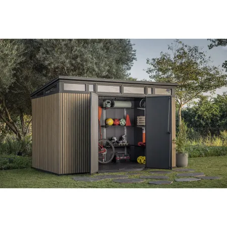 Keter Pent Casetta da Giardino 340x218 Resina Effetto Legno Doppia Porta