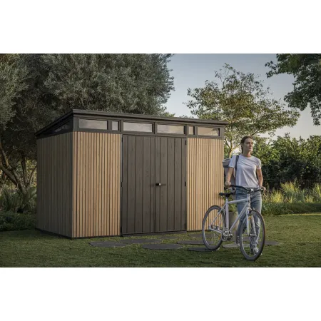 Keter Pent Casetta da Giardino 340x218 Resina Effetto Legno Doppia Porta