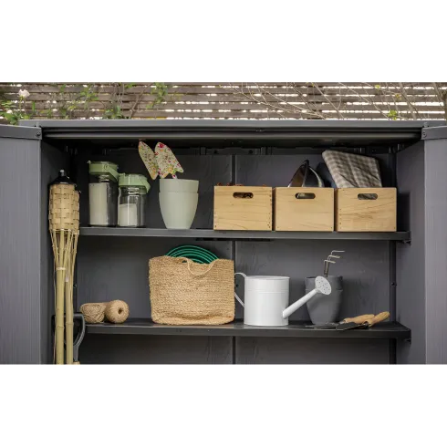 Armadio Porta Attrezzi Keter 1400L Resina Finitura Legno UV da Esterno