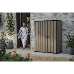 Armadio Porta Attrezzi Keter 1400L Doghe Effetto Legno da Esterno 2