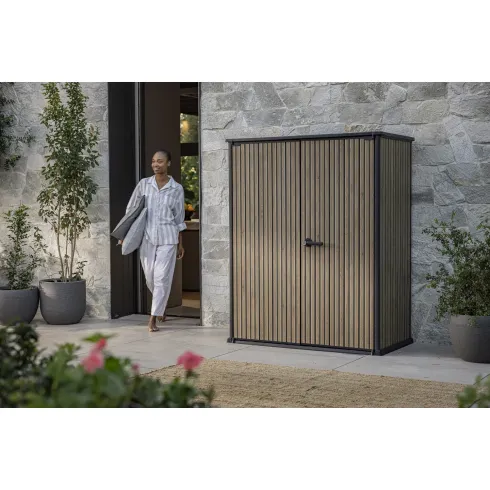 Armadio Porta Attrezzi Keter 1400L Doghe Effetto Legno da Esterno