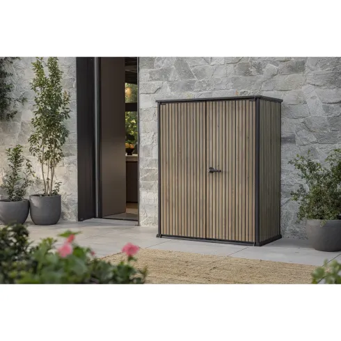 Armadio Porta Attrezzi Keter 1400L Doghe Effetto Legno da Esterno