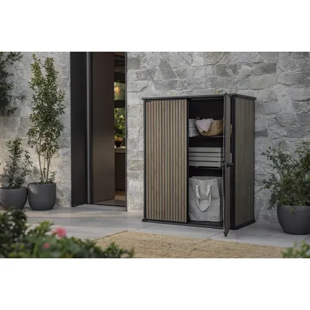 Armadio Porta Attrezzi Keter 1400L Doghe Effetto Legno da Esterno