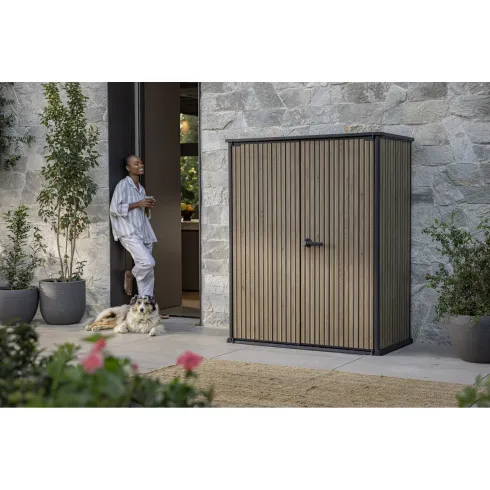 Armadio Porta Attrezzi Keter 1400L Doghe Effetto Legno da Esterno