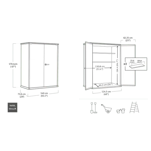 Armadio Porta Attrezzi Keter 1400L Doghe Effetto Legno da Esterno
