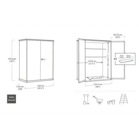 Armadio Porta Attrezzi Keter 1400L Doghe Effetto Legno da Esterno