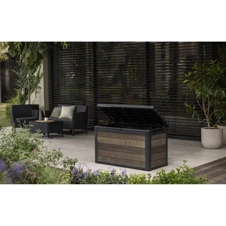 Baule Contenitore Keter 380L in Resina Effetto Legno Noce da Esterno