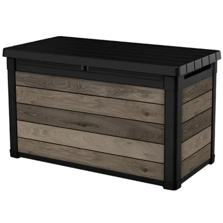 Baule Contenitore Keter 380L in Resina Effetto Legno Noce da Esterno