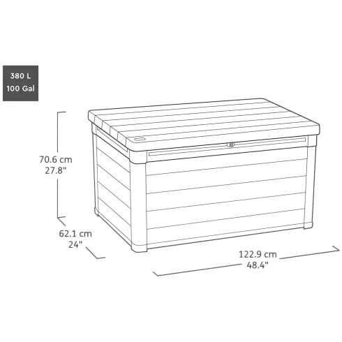 Baule Contenitore Keter 380L in Resina Effetto Legno Noce da Esterno