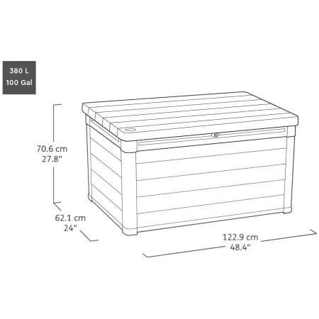 Baule Contenitore Keter 380L in Resina Effetto Legno Noce da Esterno