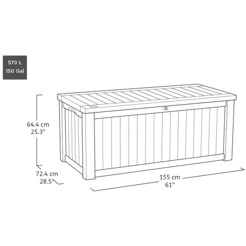 Baule Contenitore Keter 570L in Resina Effetto Legno Noce da Esterno