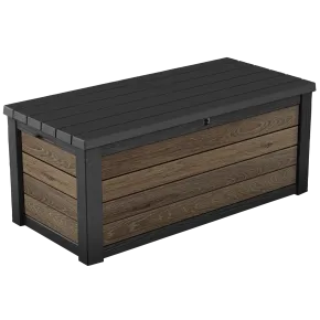 Baule Contenitore Keter 570L in Resina Effetto Legno Noce da Esterno