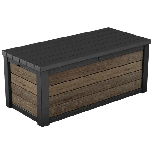 Baule Contenitore Keter 570L in Resina Effetto Legno Noce da Esterno
