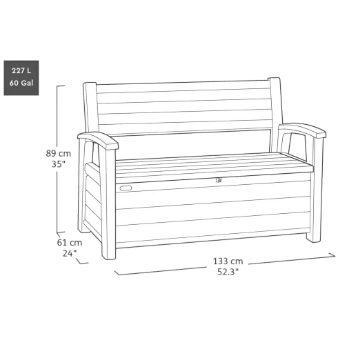 Panchina Contenitore Keter 270L in Resina Effetto Legno Noce da Esterno