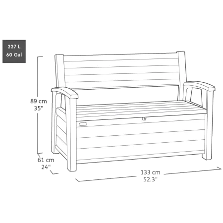 Panchina Contenitore Keter 270L in Resina Effetto Legno Noce da Esterno