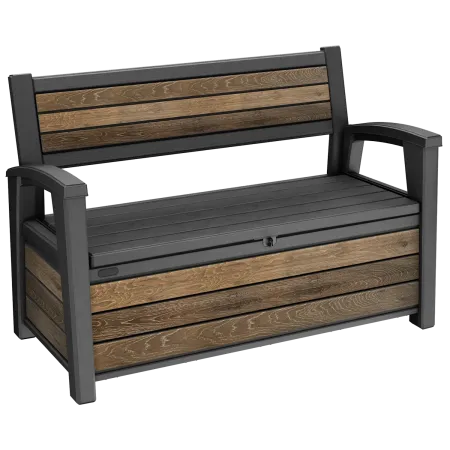 Panchina Contenitore Keter 270L in Resina Effetto Legno Noce da Esterno