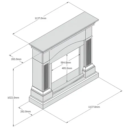 Cornice per Camino Elettrico Tagu Magna Bianco in Legno MDF Caminetto
