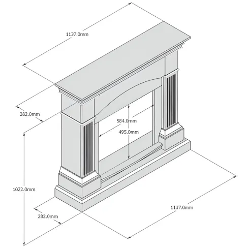 Cornice per Camino Elettrico Caminetto Tagu Magna in Legno MDF Nero