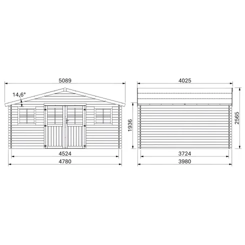 Casetta in Legno da Giardino 28mm 5x4 per Attrezzi Doppia Porta Finestre