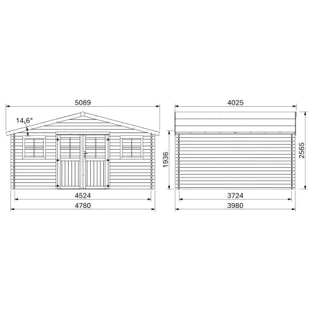 Casetta in Legno da Giardino 28mm 5x4 per Attrezzi Doppia Porta Finestre