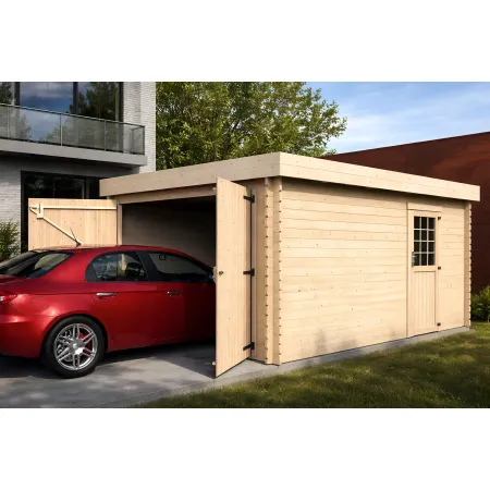 Casetta Garage Box in Legno Abete 28mm da Giardino 3x5 Porta Doppia