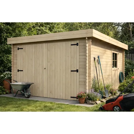 Casetta Garage Box in Legno Abete 28mm da Giardino 3x5 Porta Doppia