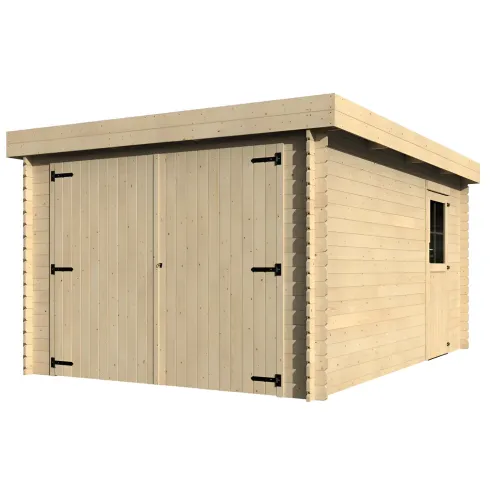 Casetta Garage Box in Legno Abete 28mm da Giardino 3x5 Porta Doppia