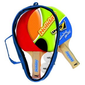 Set Holiday Ping Pong 2 Racchette 2 Palline Custodia Tennis da Tavola Allenarsi