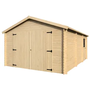 Casetta Garage Box in Legno Abete 34mm da Giardino 4x5 Porta Doppia