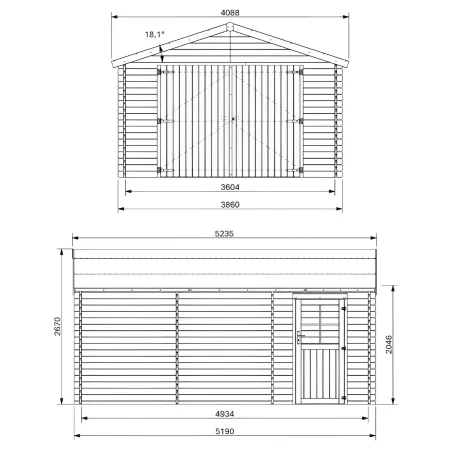 Casetta Garage Box in Legno Abete 34mm da Giardino 4x5 Porta Doppia
